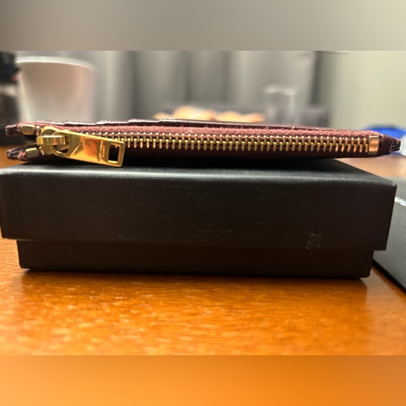 Saint Laurent YSL Cassandre Matelassé Zipped Card Case Burgundy Leather Wallet - Picture 14 of 14